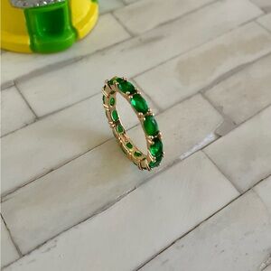 18k Gold Plated Green Eternity Ring by Pretty Bird ~NWOT